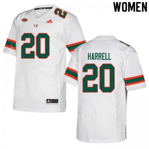 Women Jalen Harrell White Miami College Football #20 Jersey 969690-711