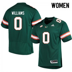 Women James Williams Green Miami College Football #0 Jersey 625946-595