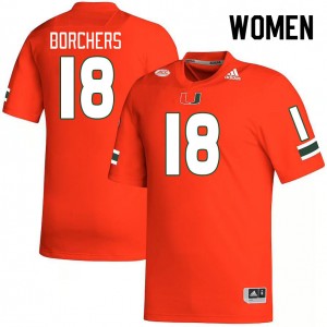 Women Joe Borchers Orange University of Miami College Football #18 Jersey 905854-949