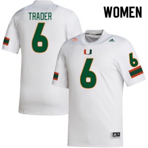 Women Joshisa Trader White University of Miami College Football #6 Jersey 867007-309