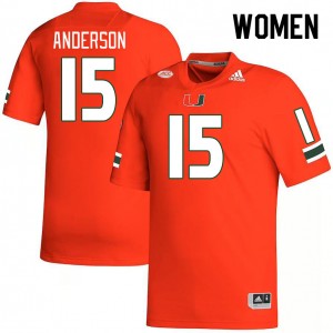 Women Judd Anderson Orange Miami College Football #15 Jersey 682192-834