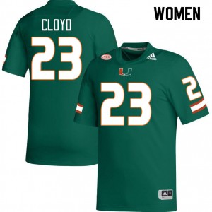 Women K.J. Cloyd Green Miami College Football #23 Jersey 336760-401