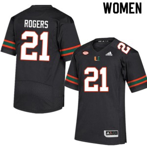 Women Khamauri Rogers Black Miami Hurricanes College Football #21 Jersey 237352-143