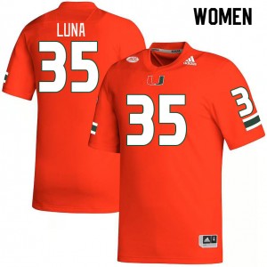 Women Kolby Luna Orange Miami Hurricanes College Football #35 Jersey 511492-417