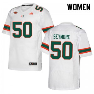 Women Laurance Seymore White Miami Hurricanes College Football #50 Jersey 602952-446
