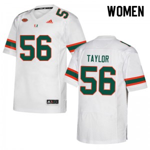 Women Leonard Taylor White University of Miami College Football #56 Jersey 952579-107