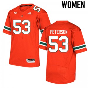 Women Lucas Peterson Orange Miami College Football #53 Jersey 157578-179