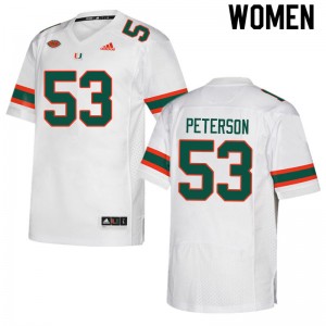 Women Lucas Peterson White Miami College Football #53 Jersey 603983-470