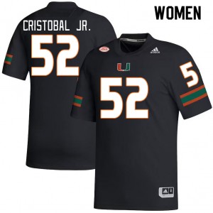 Women Luis Cristobal Jr. Black University of Miami College Football #52 Jersey 574119-962