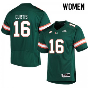Women Malik Curtis Green Hurricanes College Football #16 Jersey 323191-945