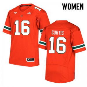 Women Malik Curtis Orange Hurricanes College Football #16 Jersey 328574-524
