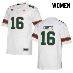Women Malik Curtis White Miami College Football #16 Jersey 432680-371