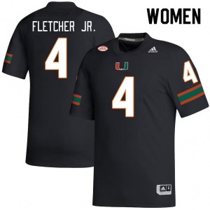 Women Mark Fletcher Jr. Black Miami Hurricanes College Football #4 Jersey 182498-927
