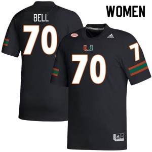 Women Markel Bell Black Miami College Football #70 Jersey 522824-950