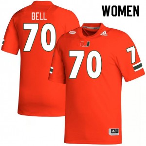Women Markel Bell Orange University of Miami College Football #70 Jersey 325169-573