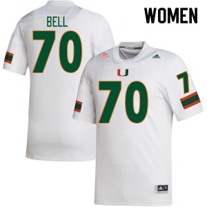 Women Markel Bell White Hurricanes College Football #70 Jersey 105006-167