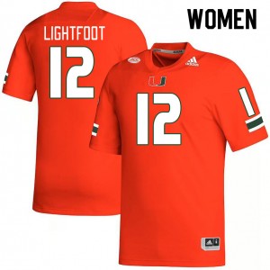 Women Marquise LIghtfoot Orange Hurricanes College Football #12 Jersey 938556-682