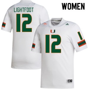 Women Marquise LIghtfoot White Miami College Football #12 Jersey 900711-776