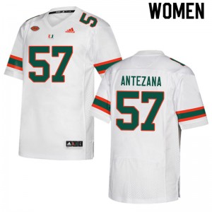 Women Matt Antezana White Miami College Football #57 Jersey 612683-365