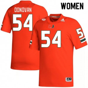 Women Michael Donovan Orange Miami Hurricanes College Football #54 Jersey 635271-568