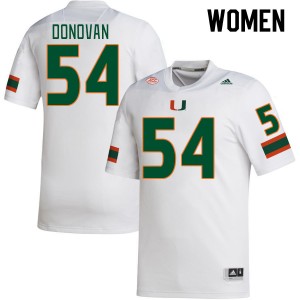 Women Michael Donovan White University of Miami College Football #54 Jersey 512276-413
