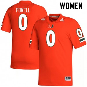 Women Mishael Powell Orange University of Miami College Football #0 Jersey 538018-676
