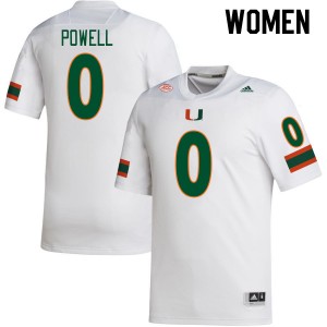 Women Mishael Powell White University of Miami College Football #0 Jersey 832315-101