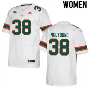 Women Myles Mooyoung White University of Miami College Football #38 Jersey 881011-464