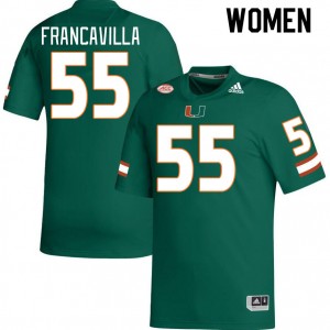 Women Nino Francavilla Green Miami College Football #55 Jersey 886903-778