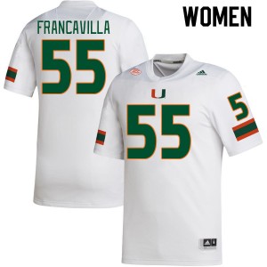 Women Nino Francavilla White Hurricanes College Football #55 Jersey 200096-749