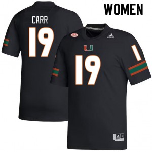 Women Ny Carr Black University of Miami College Football #19 Jersey 361761-882