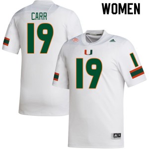 Women Ny Carr White Miami College Football #19 Jersey 116550-323