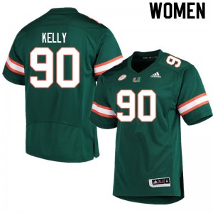Women Nyjalik Kelly Green University of Miami College Football #90 Jersey 994053-887