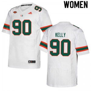 Women Nyjalik Kelly White Hurricanes College Football #90 Jersey 231981-207