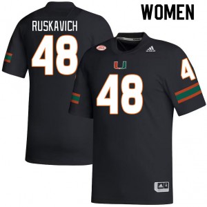 Women Owen Ruskavich Black Miami College Football #48 Jersey 599752-258