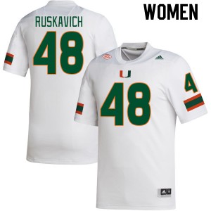 Women Owen Ruskavich White Miami College Football #48 Jersey 974873-242