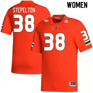 Women Patrick Stepelton Orange Miami College Football #38 Jersey 734147-751