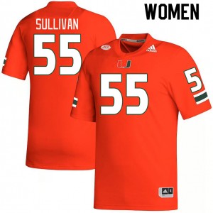 Women Patrick Sullivan Orange Miami College Football #55 Jersey 947115-463