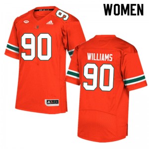 Women Quentin Williams Orange University of Miami College Football #90 Jersey 621820-659