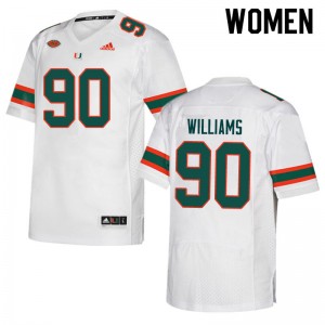 Women Quentin Williams White Hurricanes College Football #90 Jersey 878418-797