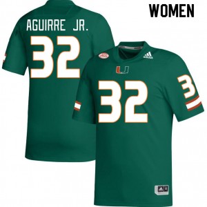 Women Raul Aguirre Jr. Green University of Miami College Football #32 Jersey 764260-892