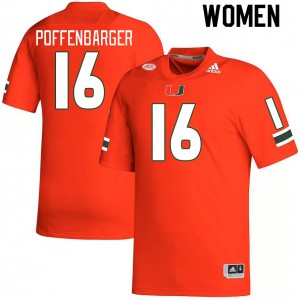 Women Reese Poffenbarger Orange University of Miami College Football #16 Jersey 651086-281