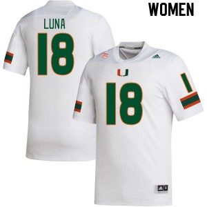Women Riply Luna White Miami College Football #18 Jersey 546817-423