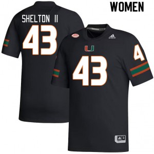 Women Rocky Shelton II Black Hurricanes College Football #43 Jersey 990691-264