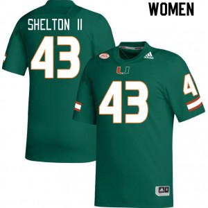 Women Rocky Shelton II Green Miami Hurricanes College Football #43 Jersey 238549-242