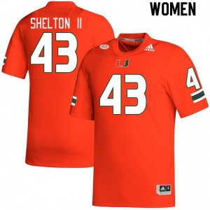 Women Rocky Shelton II Orange Miami Hurricanes College Football #43 Jersey 577387-384