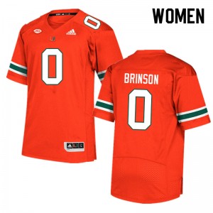 Women Romello Brinson Orange Hurricanes College Football #0 Jersey 744724-501