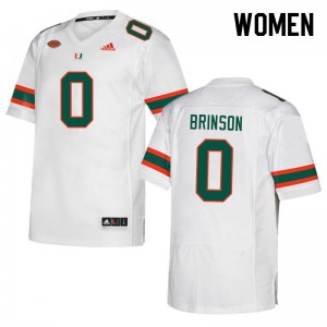 Women Romello Brinson White University of Miami College Football #0 Jersey 840212-117