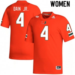 Women Rueben Bain Jr. Orange University of Miami College Football #4 Jersey 395937-771