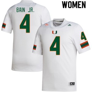 Women Rueben Bain Jr. White Hurricanes College Football #4 Jersey 265302-558